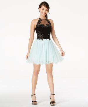 Blondie Nites Juniors' Embellished Colorblocked Dress