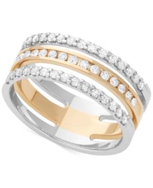 Diamond Three Row Channel-set Band (1-1/2 Ct. T.w.) In 14k White And Yellow Gold
