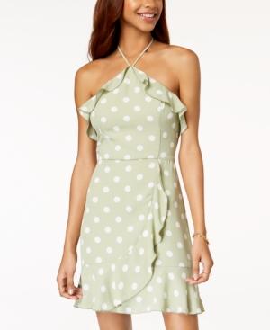 Teeze Me Juniors' Ruffled Polka-dot Halter Dress