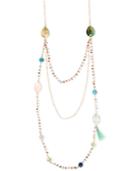 Lonna & Lilly Gold-tone Stone And Beads Triple Layer Necklace