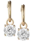 Anne Klein Gold-tone Crystal Drop Hoop Earrings