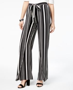 Bar Iii Striped Faux-wrap Wide-leg Pants, Created For Macy's