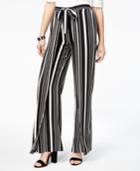 Bar Iii Striped Faux-wrap Wide-leg Pants, Created For Macy's