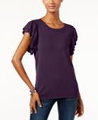 Inc International Concepts Petite Ruffle-sleeve Sweater, Only At Macy's