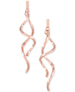 Italian Gold Twisty Bar Drop Earrings In 14k Rose Gold