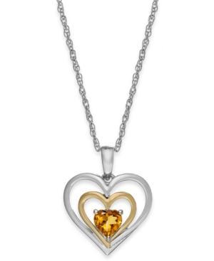 Citrine Heart Pendant Necklace In 14k Gold And Sterling Silver (3/8 Ct. T.w.)