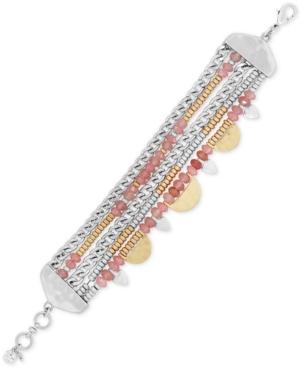 Lucky Brand Two-tone Pink Bead Multi-row Flex Bracelet