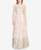 Tahari Floral-embroidered A-line Gown