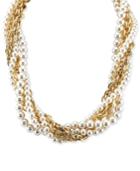 2028 Gold-tone Imitation Pearl And Chain Torsade Necklace