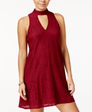 City Studios Juniors' Lace Keyhole Choker Dress