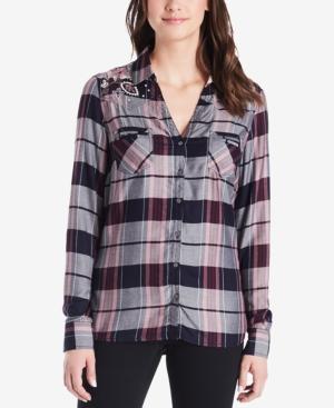 Vintage America Embroidered Plaid Shirt