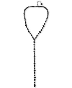 Guess Black-tone Jet Stone Lariat Necklace