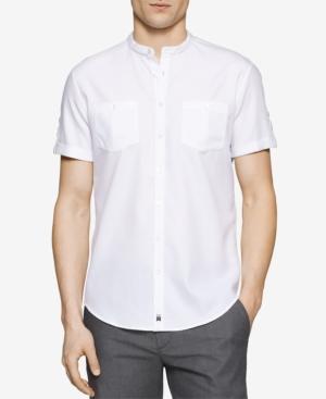 Calvin Klein Men's Textured Band-collar Short-sleeve Shirt