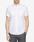 Calvin Klein Men's Textured Band-collar Short-sleeve Shirt