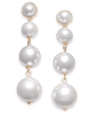 Inc International Concepts Gold-tone Imitation Pearl Linear Drop Earrings, Created For Macy's