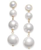 Inc International Concepts Gold-tone Imitation Pearl Linear Drop Earrings, Created For Macy's