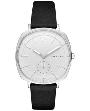 Skagen Women's Chronograph Black Leather Strap Watch 34x39mm Skw2403