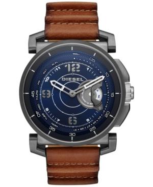Diesel Men's Dark Brown Leather Strap Hybrid Smart Watch 47mm Dzt1003