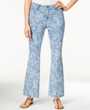 Nydj Petite Claire Chambray Leaf-print Trouser Jeans