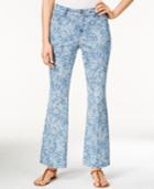Nydj Petite Claire Chambray Leaf-print Trouser Jeans