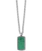 Effy Men's Manufactured Turquoise Dog Tag Pendant Necklace (9-3/8 Ct. T.w.) In Sterling Silver And Black Lacquer