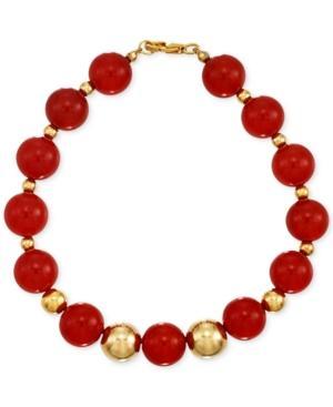 Signature Gold Carnelian Bead (10mm) Bracelet In 14k Gold