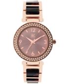 Inc International Concepts Women's Black Acrylic & Rose Gold-tone Bracelet Watch 36mm In018rgbk, Only At Macy's