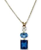 Blue Topaz (3-1/3 Ct. T.w.) & White Topaz (1/3 Ct. T.w.) Pendant Necklace In 14k Gold-plated Sterling Silver, 16 + 2 Extender