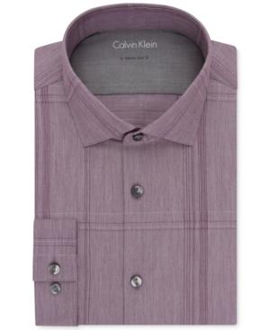 Calvin Klein X Extra Slim-fit Claret Plaid Dress Shirt