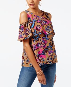 Inc International Concepts Sequined Cold-shoulder Blouse, Only At Macy's