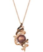 Le Vian Chocolate Pearl (9mm) & Diamond (3/8 Ct. T.w.) 20 Pendant Necklace In 14k Rose Gold