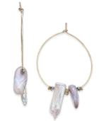 Paul & Pitu Naturally Gold-tone Stone & Bead Wire Hoop Earrings