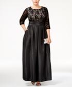 R & M Richards Plus Size Lace Satin Gown