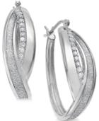 Diamond Twist Overlap Glitter Hoop Earrings (1/4 Ct. T.w.) In Sterling Silver
