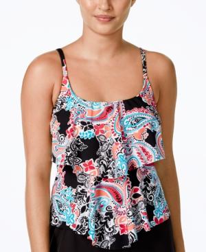 24th & Ocean Printed Tiered Tankini Top Women's Swimsuit