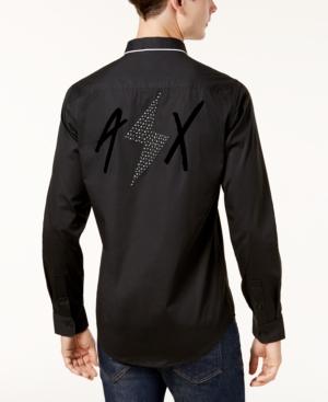 Armani Exchange Men's Slim-fit Stretch Beaded Bolt Shirt, Created For Macy's