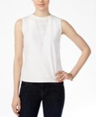 Armani Exchange Sleeveless Perforated-detail Top