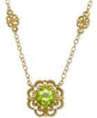 Peridot (1 Ct. T.w.) And Diamond Accent Floral Pendant Necklace In 14k Gold