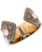 Marchesa Gold-tone Multi-stone Gray Hinged Cuff Bracelet