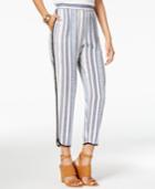 Bcx Juniors' Striped Contrast-trim Soft Ankle Pants