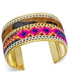 Two-tone Faux Fur And Braided Cord Open Cuff Bracelet, Only At Macy's