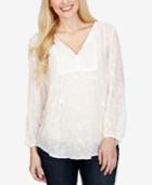 Lucky Brand Sheer Embroidered Top
