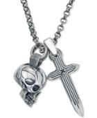 Esquire Men's Jewelry Skull And Dagger Diamond Accented Pendant Necklace In Sterling Silver, Only At Macy's