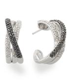 Sterling Silver Earrings, Black And White Diamond Crisscross Hoop Earrings (1/2 Ct. T.w.)