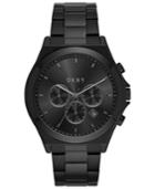 Dkny Men's Chronograph Parsons Black Stainless Steel Bracelet Watch 44mm, Created For Macy's