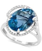 Effy Blue Topaz (6-7/8 Ct. T.w.) & Diamond (1/4 Ct. T.w.) Ring In 14k White Gold