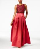 Betsy & Adam Lace Illusion Popover A-line Gown