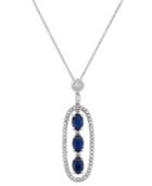 Sapphire (1-5/8 Ct. T.w.) And Diamond (1/5 Ct. T.w.) Pendant Necklace In 14k White Gold
