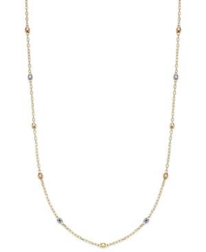 Tri-tone Bead Station Necklace In 14k Gold