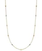 Tri-tone Bead Station Necklace In 14k Gold